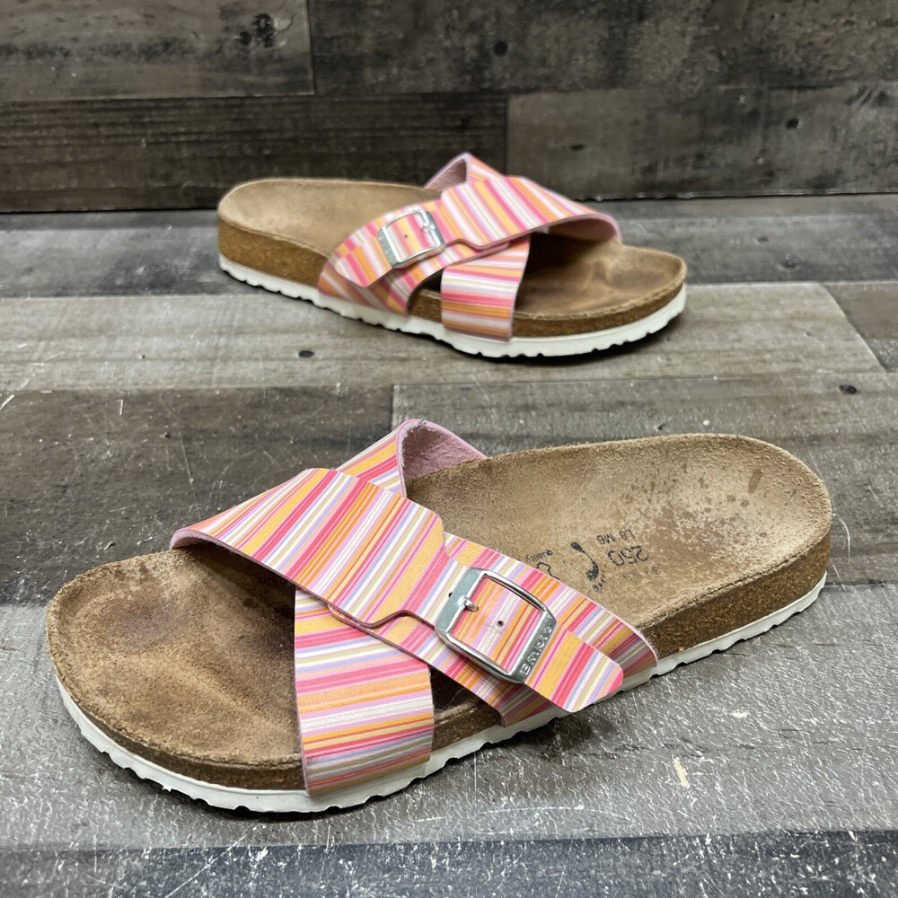 Birkis By Birkenstock Womens Cross Strap Slide Comfort Sandals Pink Size 8 N